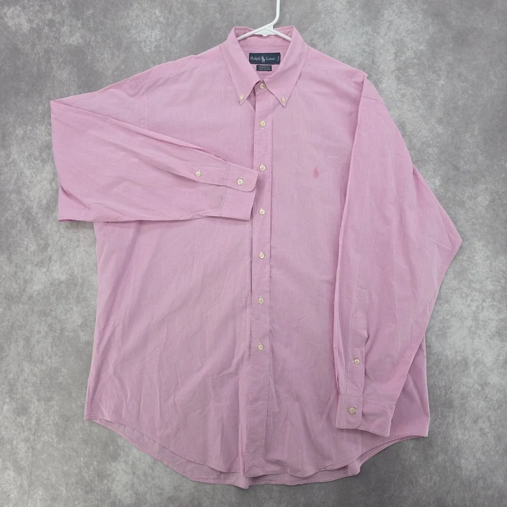 Polo Ralph Lauren Yarmouth Long Sleeve Shirt Mens 17 35 Pink Light Weight Oxford